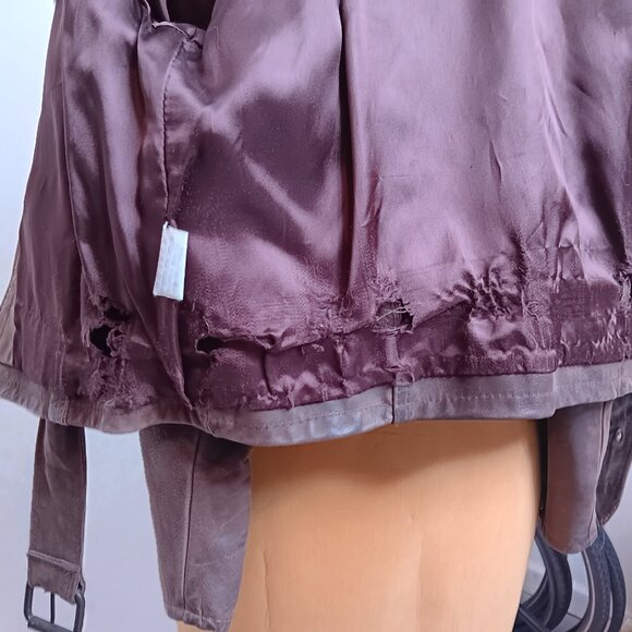 Vintage Genuine Leather Motorcycle Bomber Coat brown Jacket Women’s Medium 90s - Picture 11 of 16